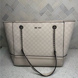 Nine West Beige Tote with Chain Handles